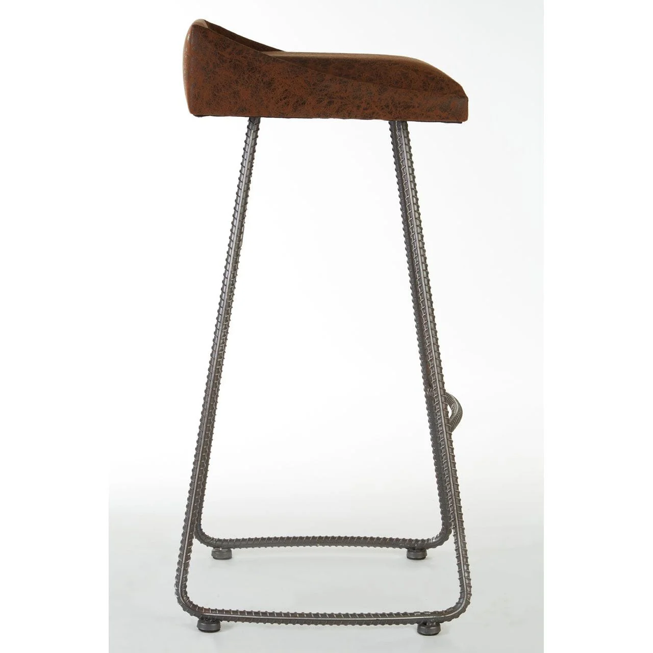 Bar Stool With Brown Leather Effect With Metal Legs - Image 7