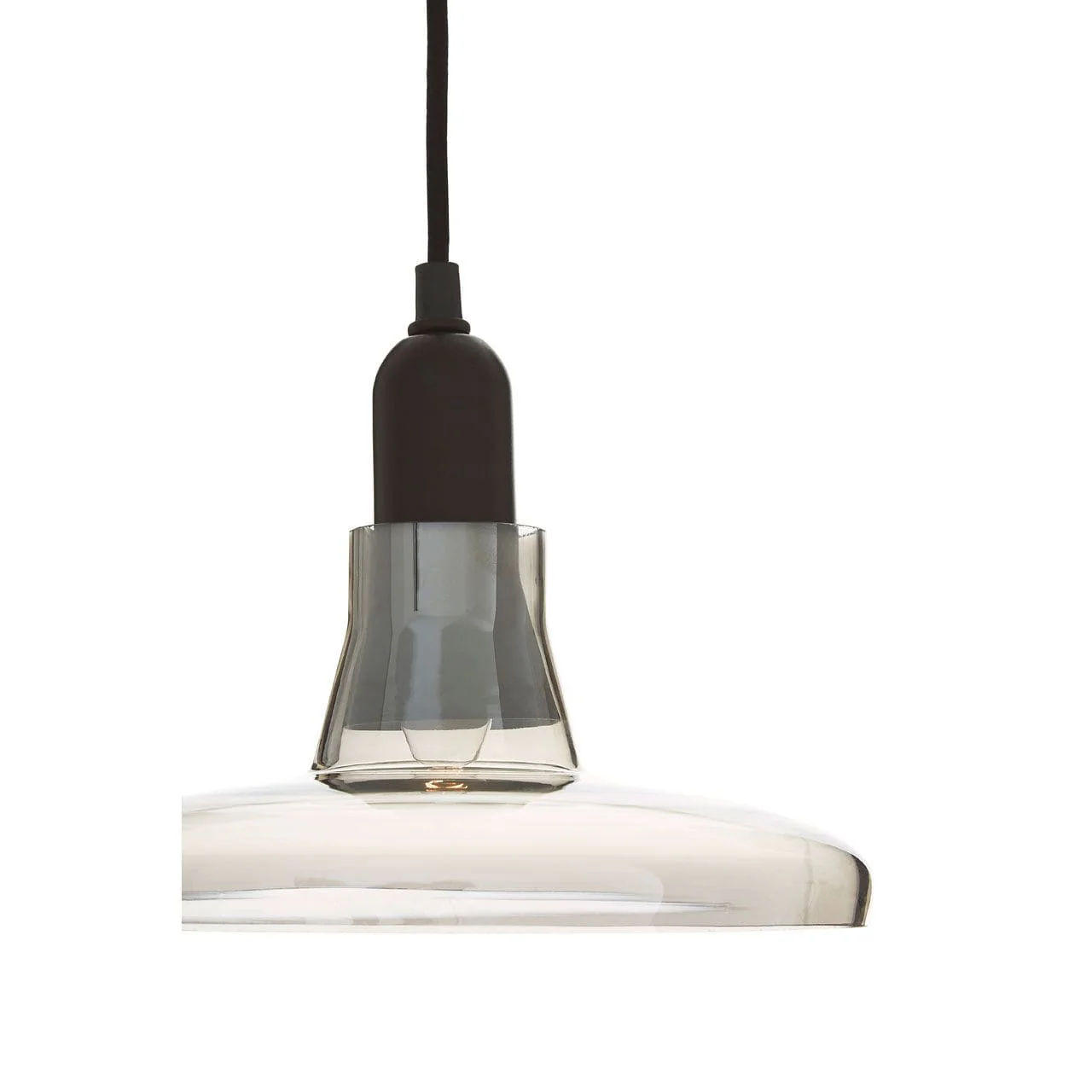 New Foundry Smoked Glass Plate Shaped Pendant Light - Image 4