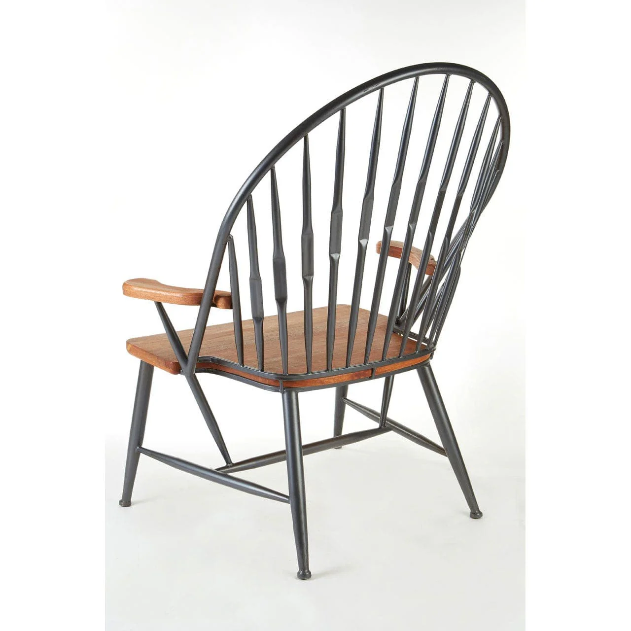 New Foundry Walnut Wood And Metal Armchair - Image 4