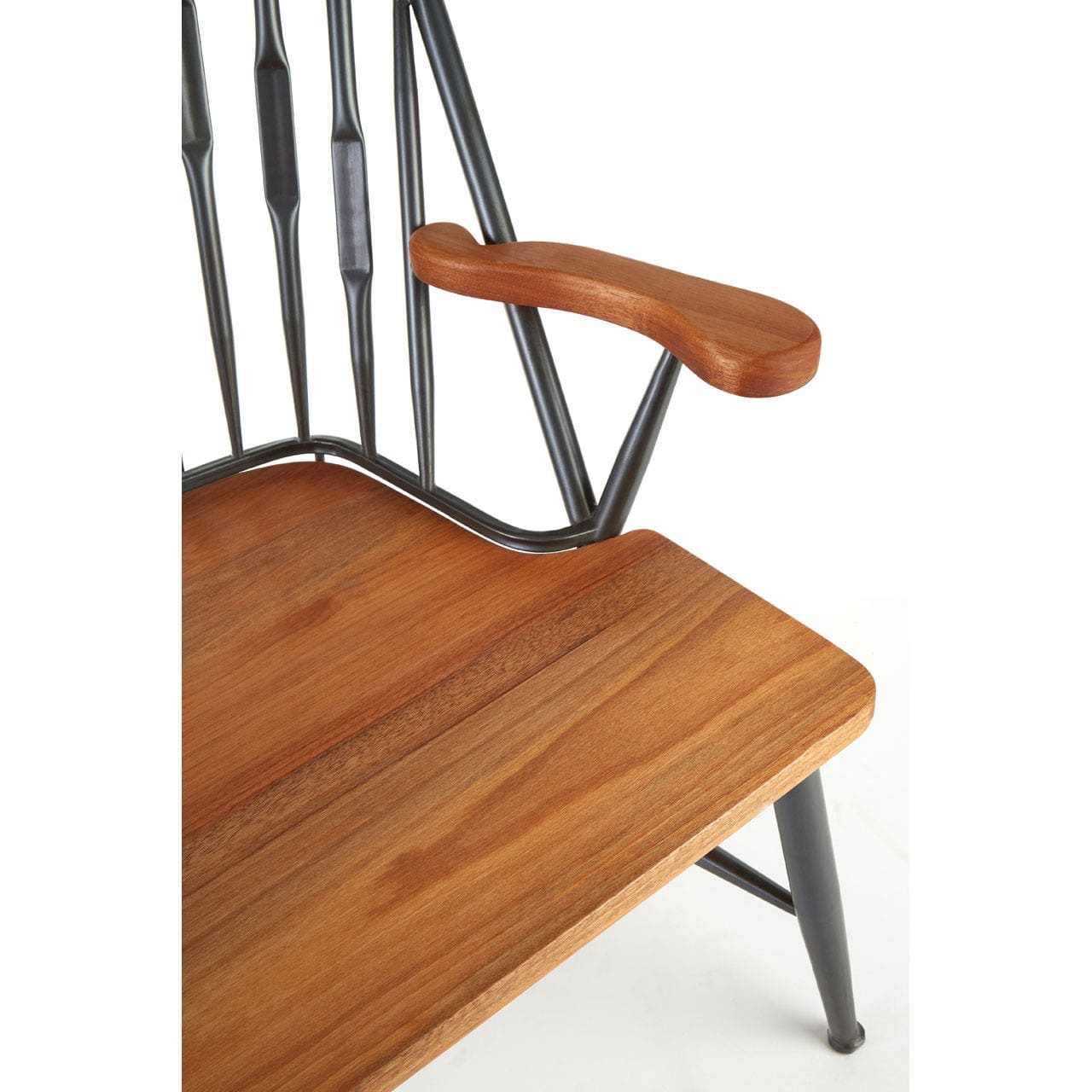 New Foundry Walnut Wood And Metal Armchair - Image 7