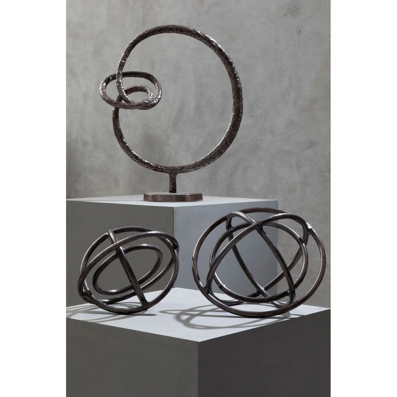 Nexus Round Rough Bronze Sculpture - Image 3