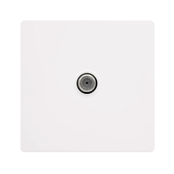 Screwless Plate White Metal Non-Isolated Single Satellite Outlet - White Trim