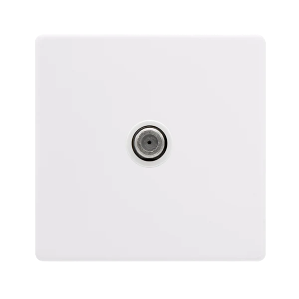Screwless Plate Polar White Non-Isolated Single Satellite Outlet - White Insert