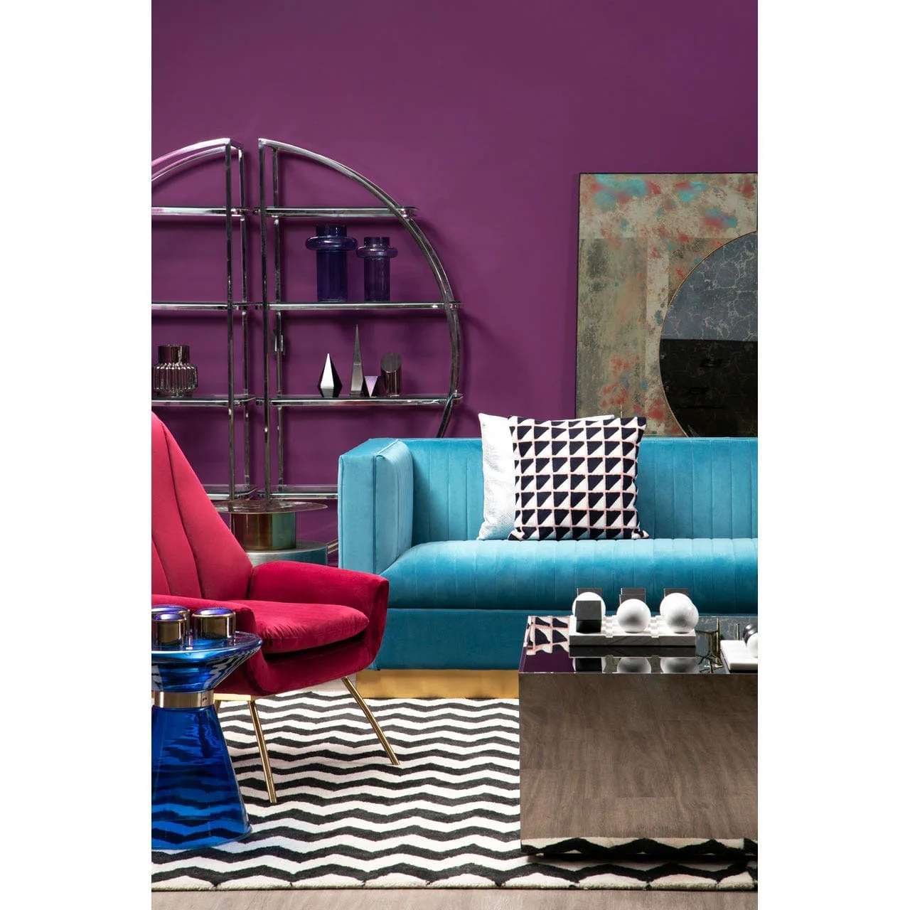 Opal 3 Seat Light Blue Sofa - Image 2