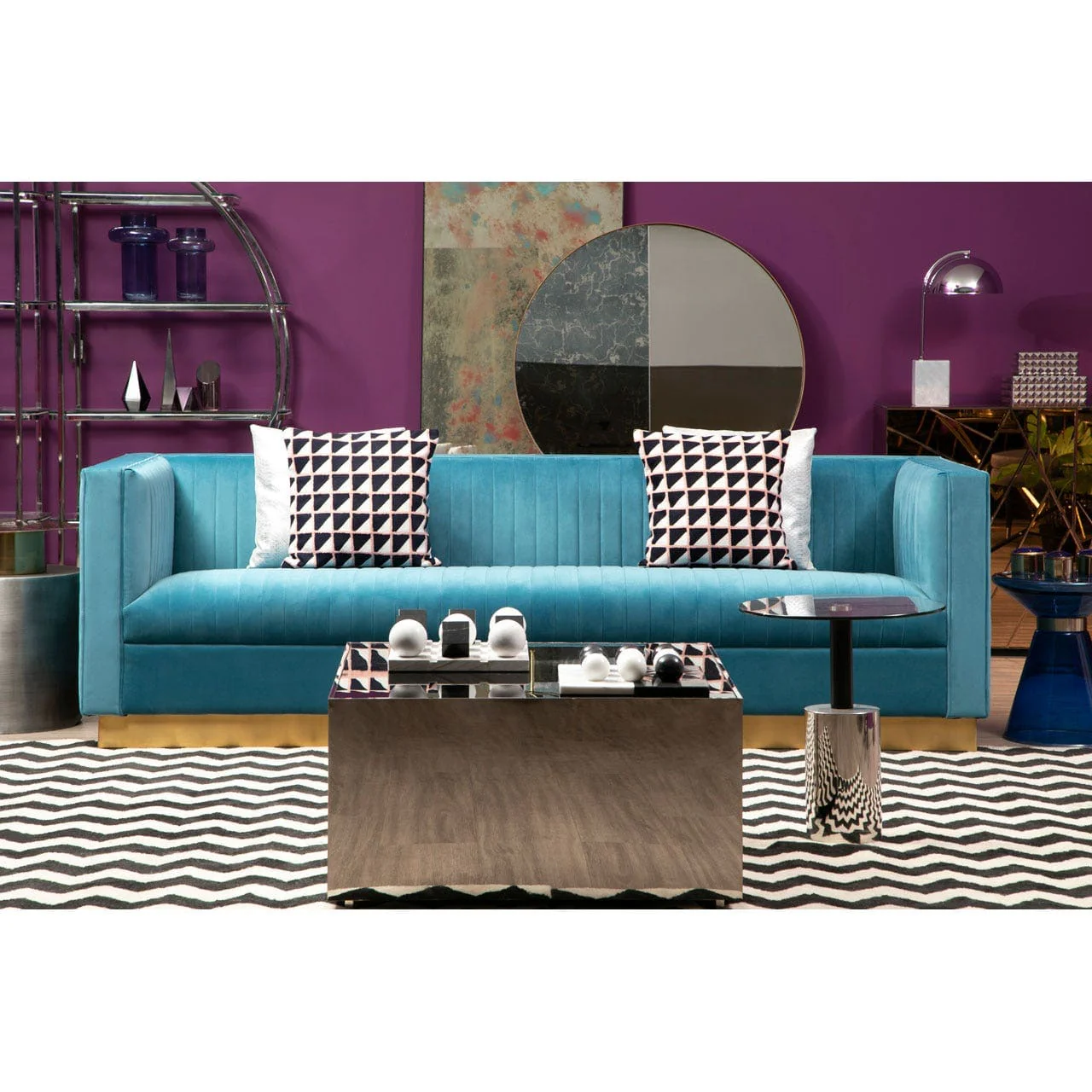 Opal 3 Seat Light Blue Sofa - Image 5