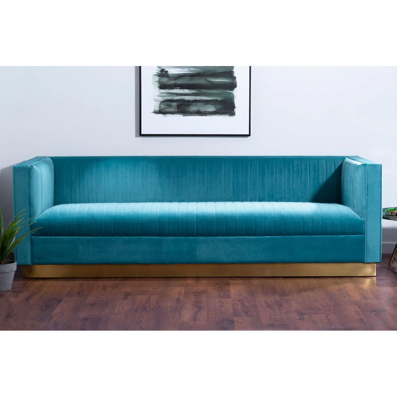 Opal 3 Seat Light Blue Sofa - Image 6