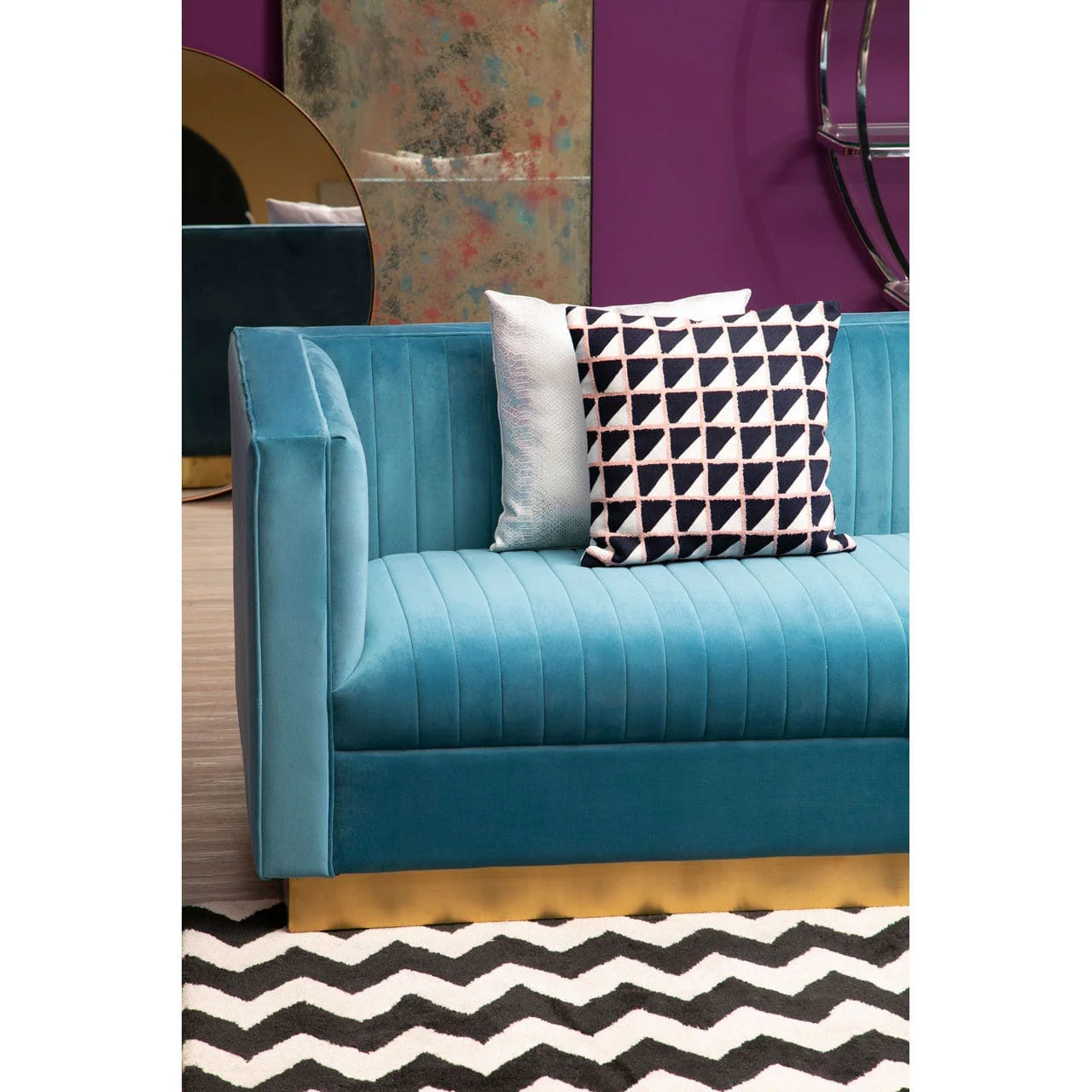 Opal 3 Seat Light Blue Sofa - Image 9