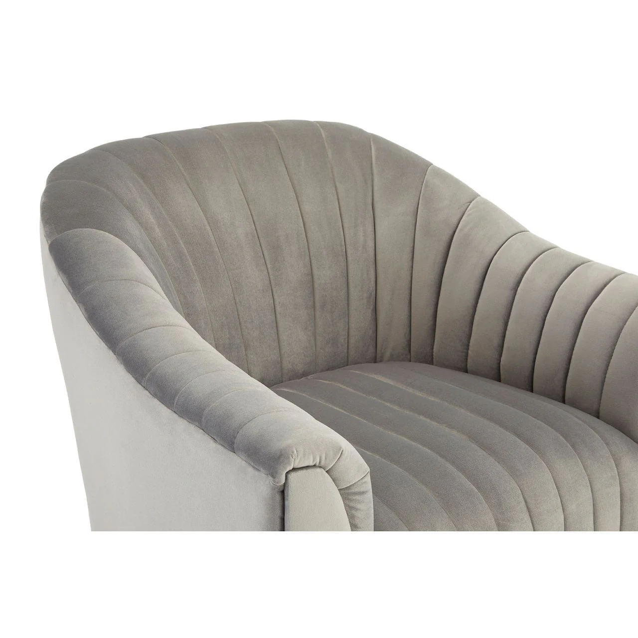Opel Grey Velvet Armchair - Image 5