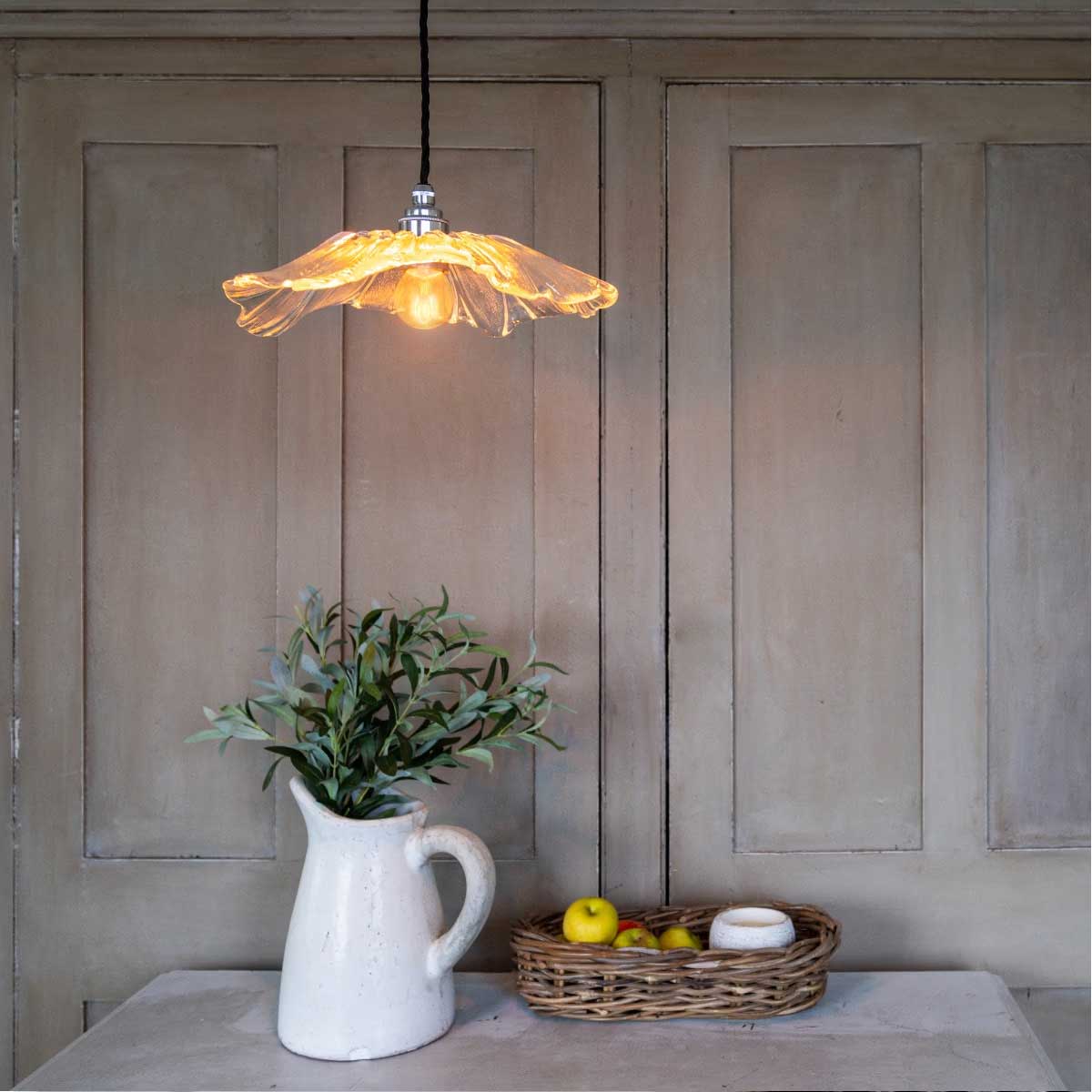 Organic Fleur Glass Pendant Light - Nickel - Image 4