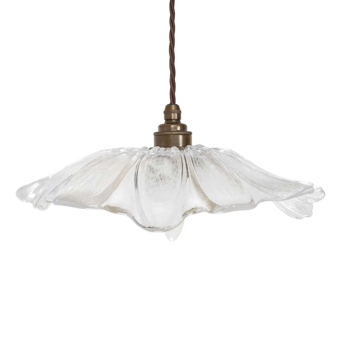 Organic Fleur Glass Pendant Light - Old English Brass