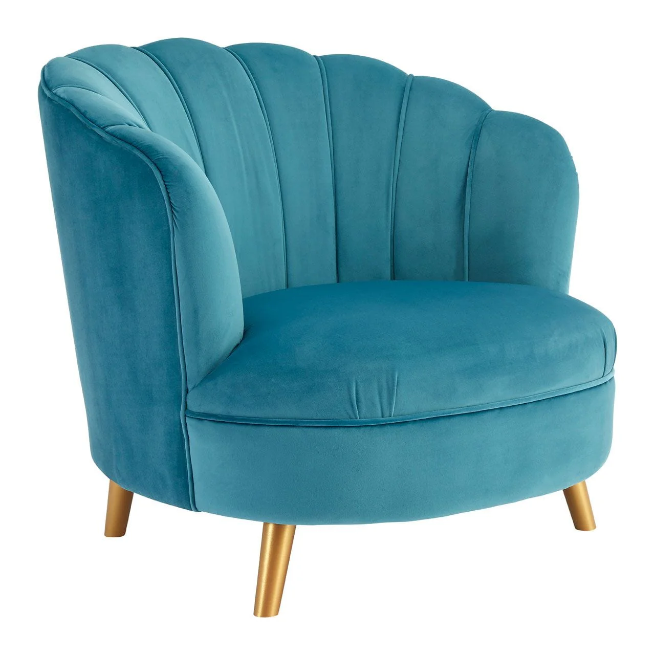 Odeon Blue Velvet Chair With Gold Wood Legs - Image 5