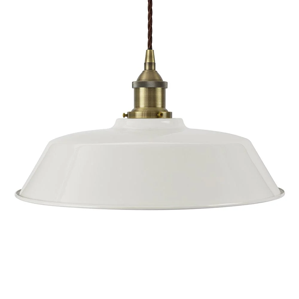 Pale Grey Chancery Painted Pendant Light - Antique Brass Lamp Holder & Ceiling Rose