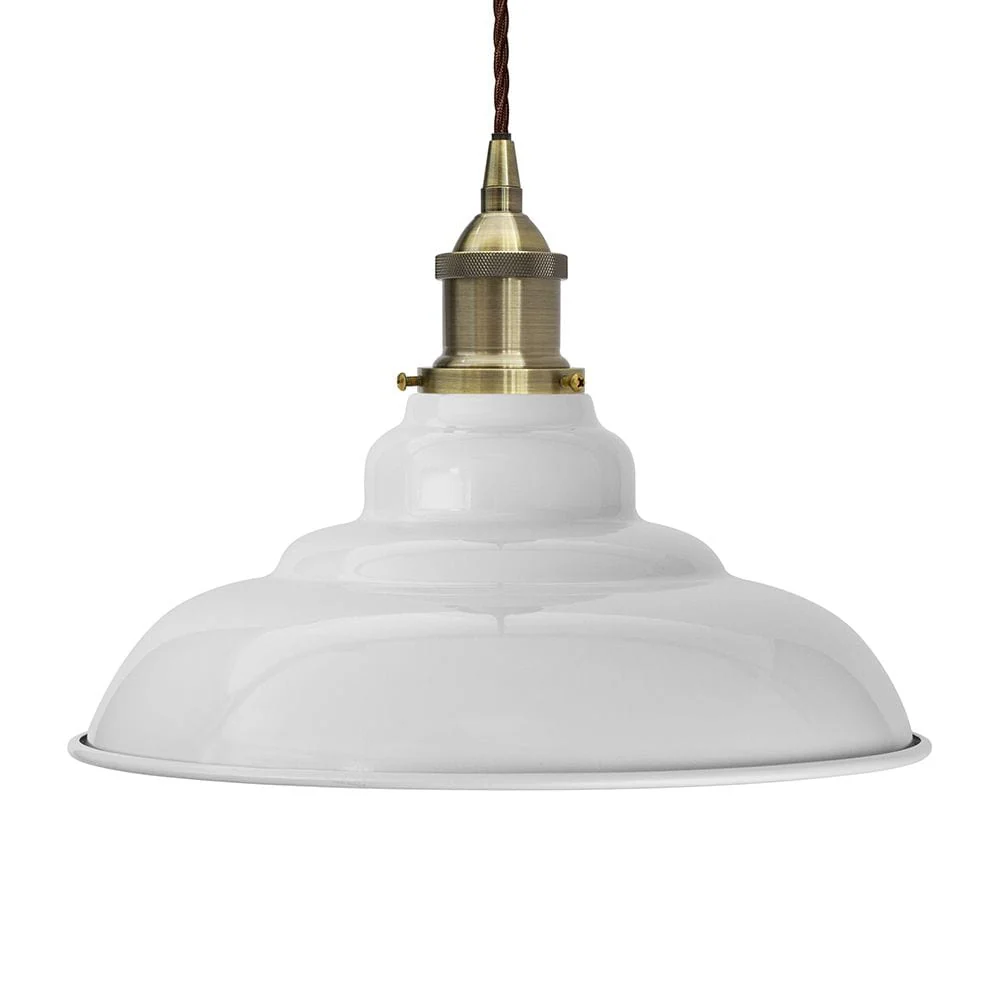 Pale Grey St Edmund's Painted Pendant Light - Antique Brass Lamp Holder & Ceiling Rose
