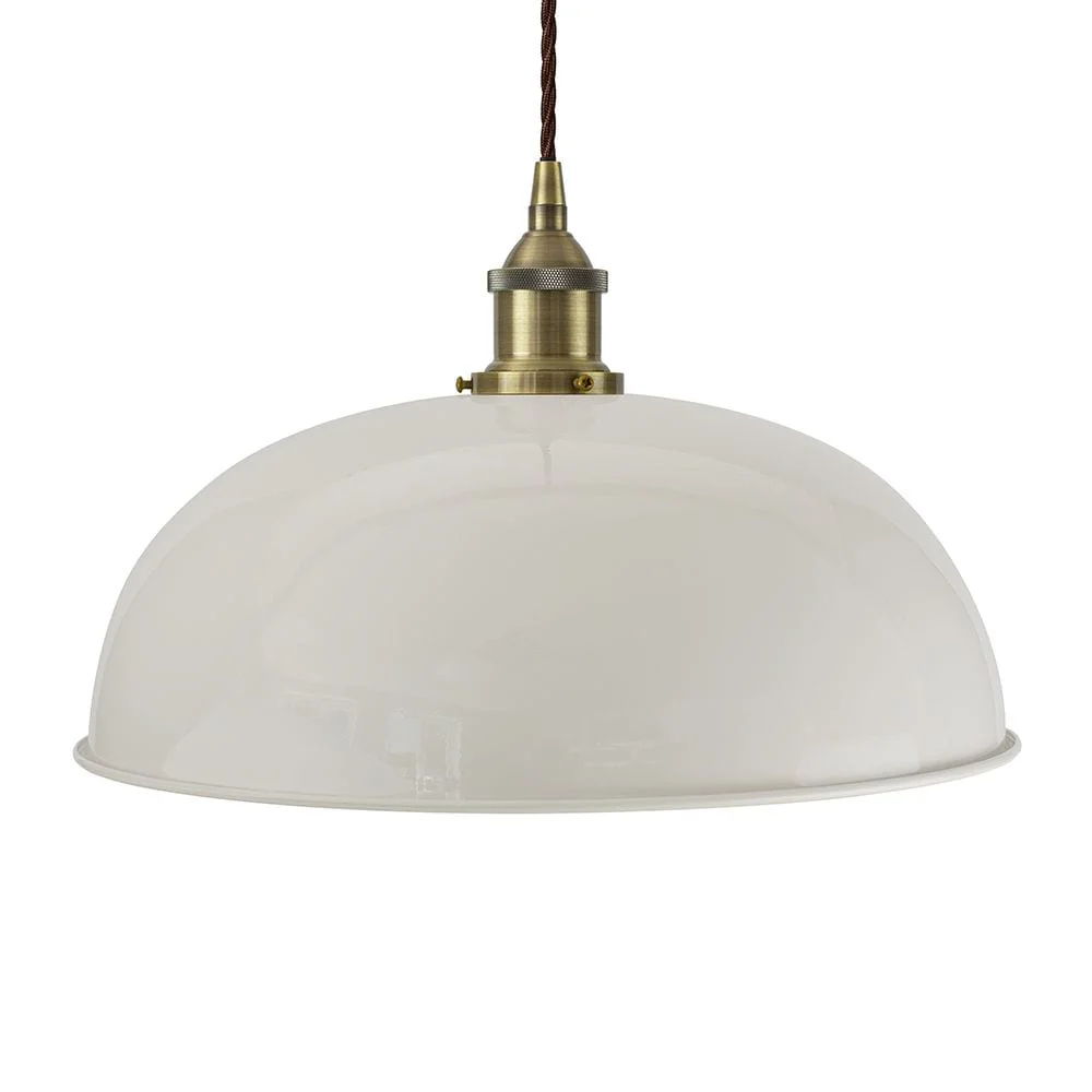 Pale Grey Worcester Painted Pendant Light - Antique Brass Lamp Holder & Ceiling Rose