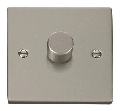 Pearl Nickel 1 Gang 2 Way LED 100W Trailing Edge Dimmer Light Switch