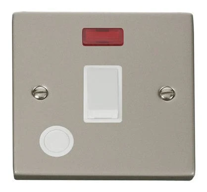 Pearl Nickel 1 Gang 20A DP Switch With Flex With Neon - White Trim