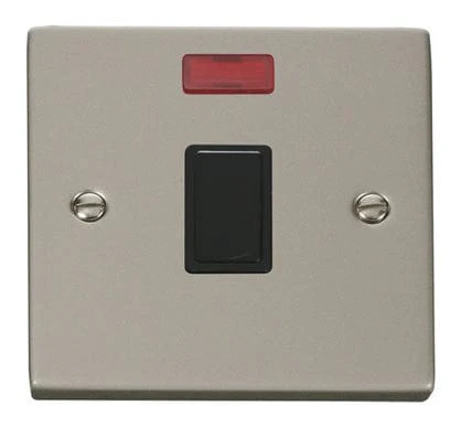 Pearl Nickel 1 Gang 20A DP Switch With Neon - Black Trim