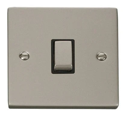 Pearl Nickel 1 Gang 20A Ingot DP Switch - Black Trim