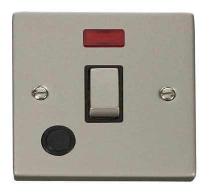 Pearl Nickel 1 Gang 20A Ingot DP Switch With Flex With Neon - Black Trim