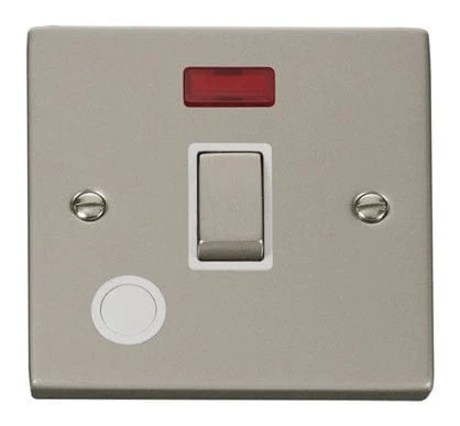 Pearl Nickel 1 Gang 20A Ingot DP Switch With Flex With Neon - White Trim
