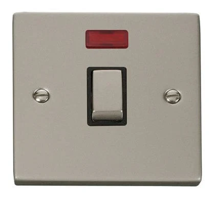 Pearl Nickel 1 Gang 20A Ingot DP Switch With Neon - Black Trim