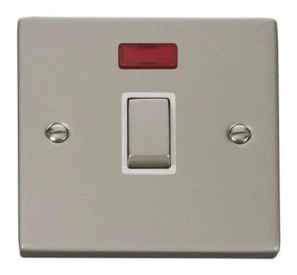Pearl Nickel 1 Gang 20A Ingot DP Switch With Neon - White Trim