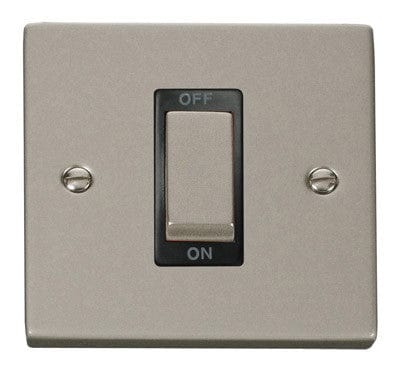 Pearl Nickel 1 Gang Ingot Size 45A Switch - Black Trim