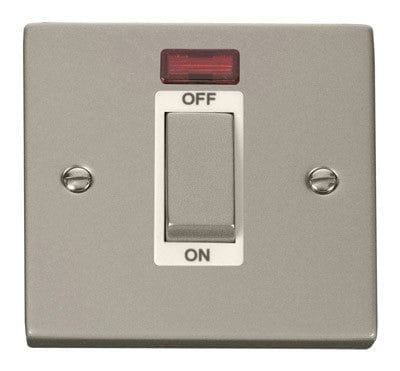 Pearl Nickel 1 Gang Ingot Size 45A Switch With Neon - White Trim