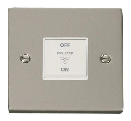 Pearl Nickel 10A 3 Pole Fan Isolation Switch - White Trim