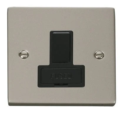 Pearl Nickel 13A Fused Connection Unit Switched - Black Trim