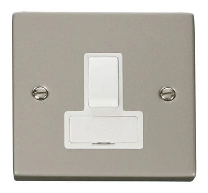 Pearl Nickel 13A Fused Connection Unit Switched - White Trim