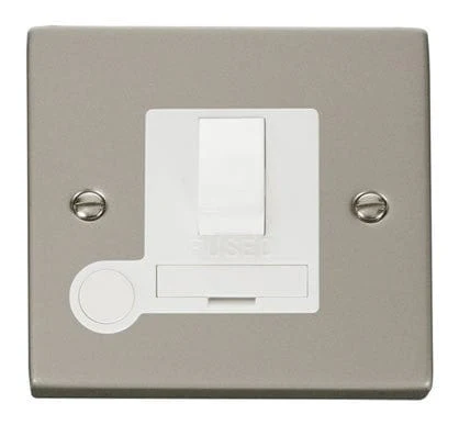 Pearl Nickel 13A Fused Connection Unit Switched With Flex - White Trim