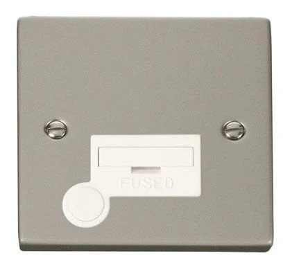 Pearl Nickel 13A Fused Connection Unit With Flex - White Trim