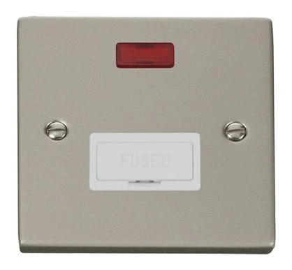 Pearl Nickel 13A Fused Connection Unit With Neon - White Trim