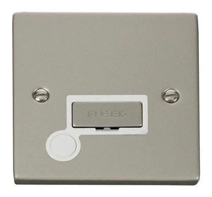 Pearl Nickel 13A Fused Ingot Connection Unit With Flex - White Trim