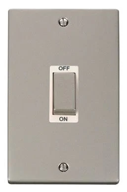 Pearl Nickel 2 Gang Ingot Size 45A Switch - White Trim