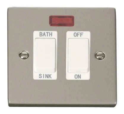 Pearl Nickel 20A DP Sink/bath Switch - White Trim