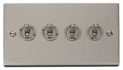 Pearl Nickel 4 Gang 2 Way 10AX Toggle Light Switch