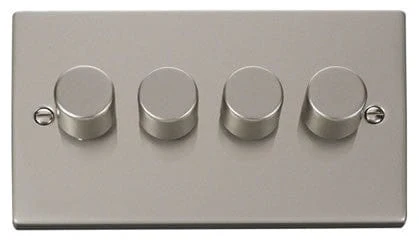 Pearl Nickel 4 Gang 2 Way LED 100W Trailing Edge Dimmer Light Switch
