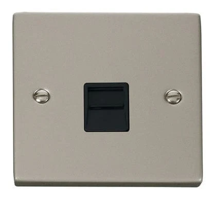 Pearl Nickel Master Telephone Single Socket - Black Trim