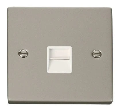 Pearl Nickel Master Telephone Single Socket - White Trim