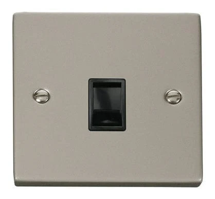 Pearl Nickel Rj11 Socket - Black Trim