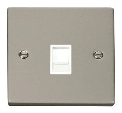 Pearl Nickel Rj11 Socket - White Trim