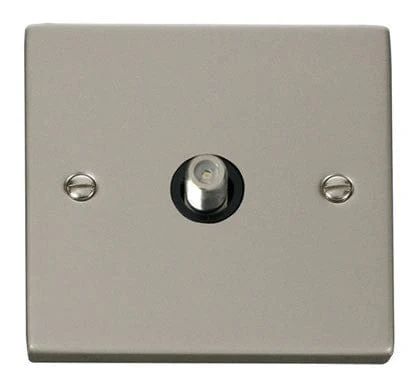 Pearl Nickel Satellite Socket 1 Gang - Black Trim