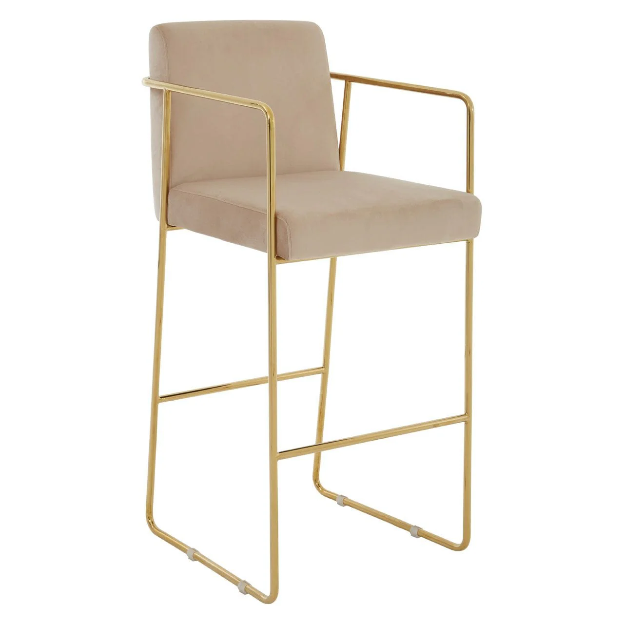 Glasdon Mink Velvet & Gold Bar Stool - Image 4