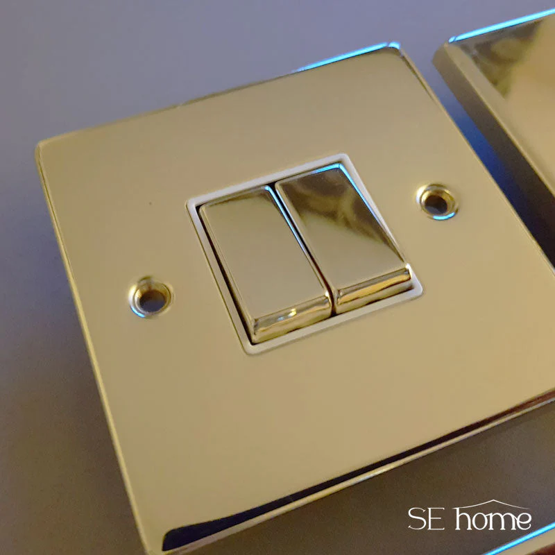 Polished Brass 1 Gang 20A DP Switch - White Trim - Image 6