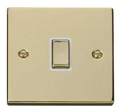 Polished Brass 1 Gang 20A Ingot DP Switch - White Trim