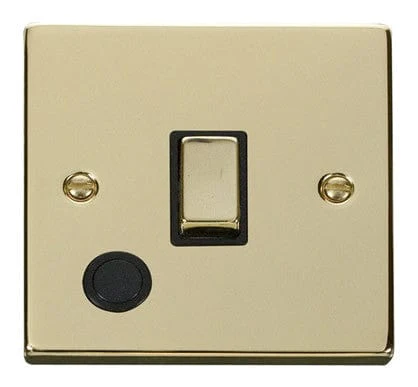 Polished Brass 1 Gang 20A Ingot DP Switch With Flex - Black Trim