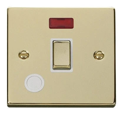 Polished Brass 1 Gang 20A Ingot DP Switch With Flex With Neon - White Trim
