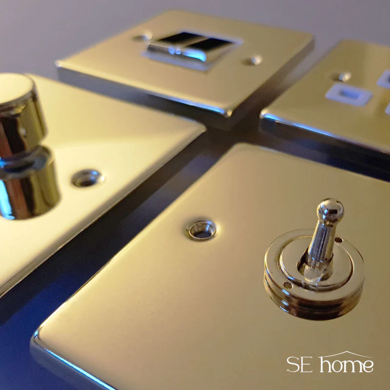 Polished Brass 10A 1 Gang Intermediate Ingot Light Switch - White Trim - Image 4